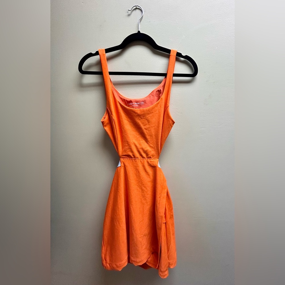 Outdoor Voices Court Cutout Tennis Dress in the color Clementine - Picture 2 of 6
